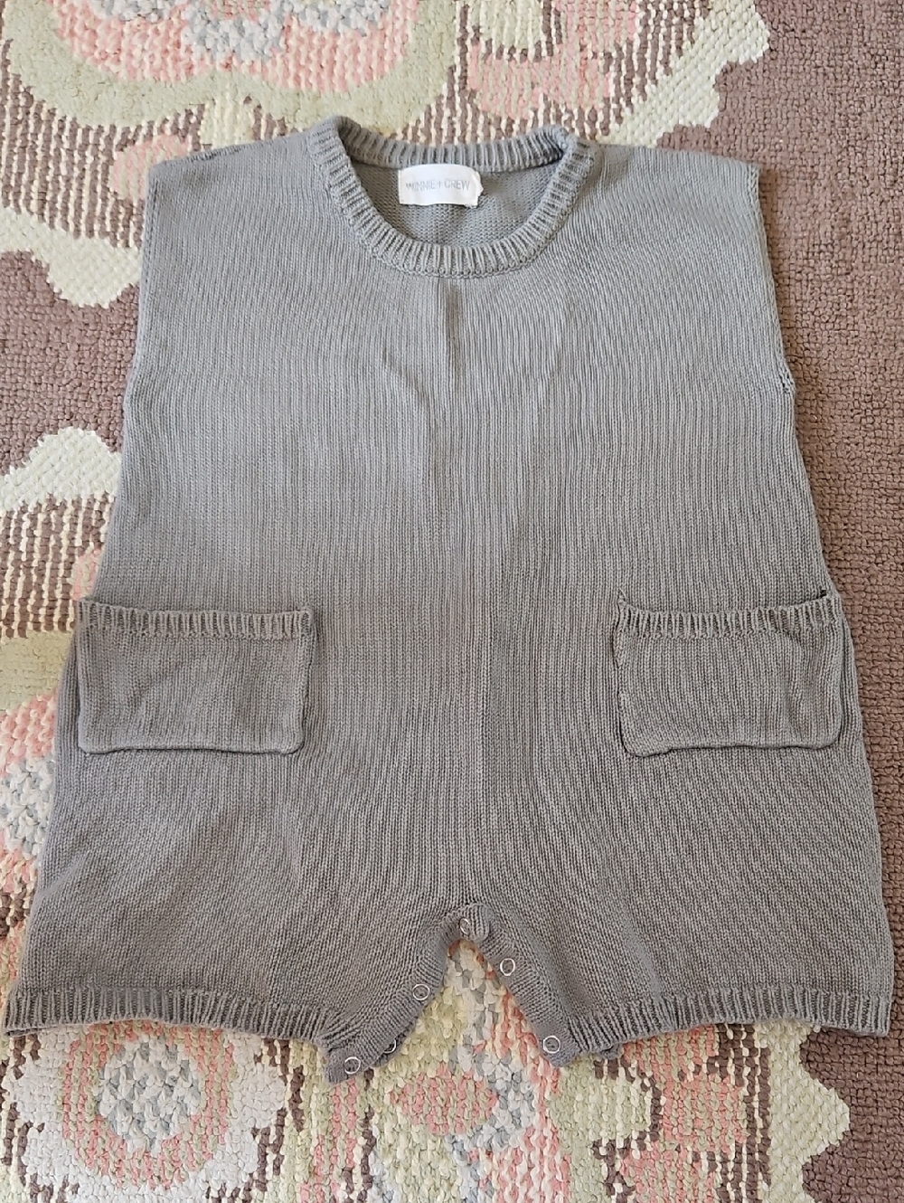 Sage Knit Romper W Snaps for Kids
